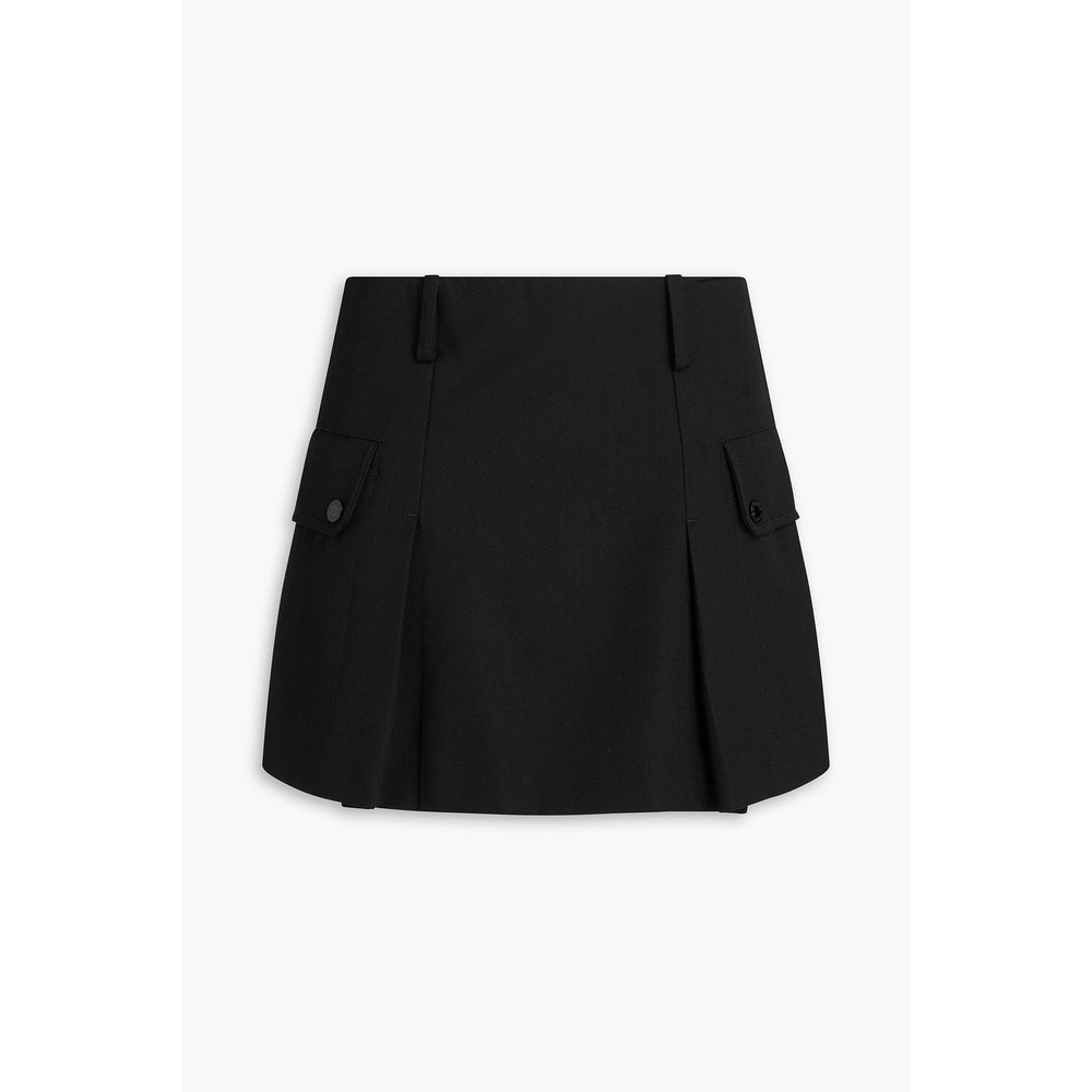 Sandro Pleated‎ Twill Mini Skirt in Black Size 36